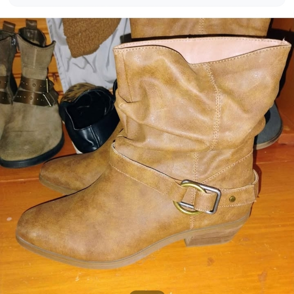 Brown Ankle Boots with Strap Detail